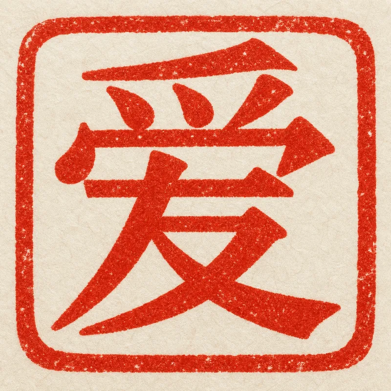 Love (爱) as a cinnabar seal