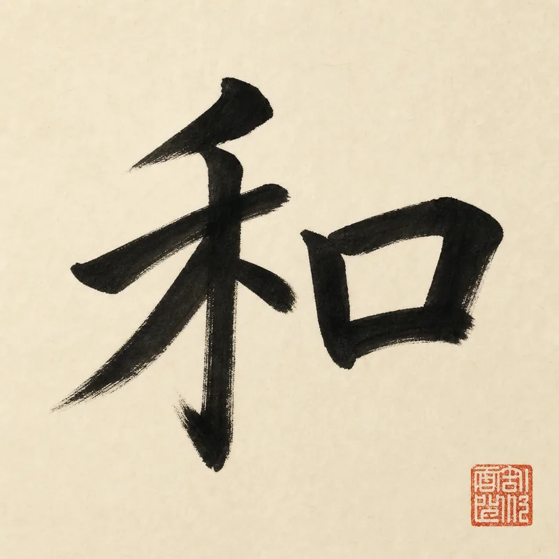 Peace (和) in black ink calligraphy
