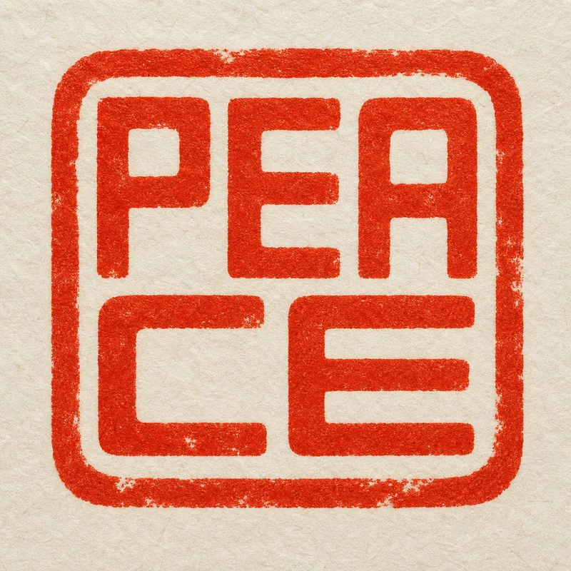Peace (和) — the English word as a cinnabar seal