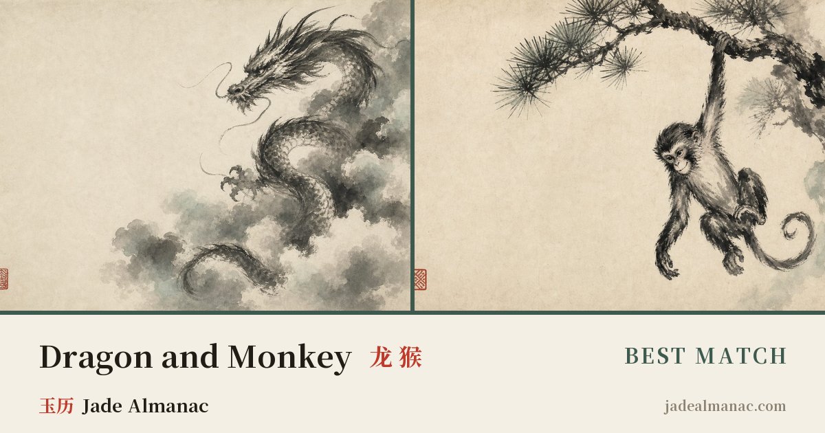 Share card: Dragon and Monkey, Best match in the Chinese zodiac