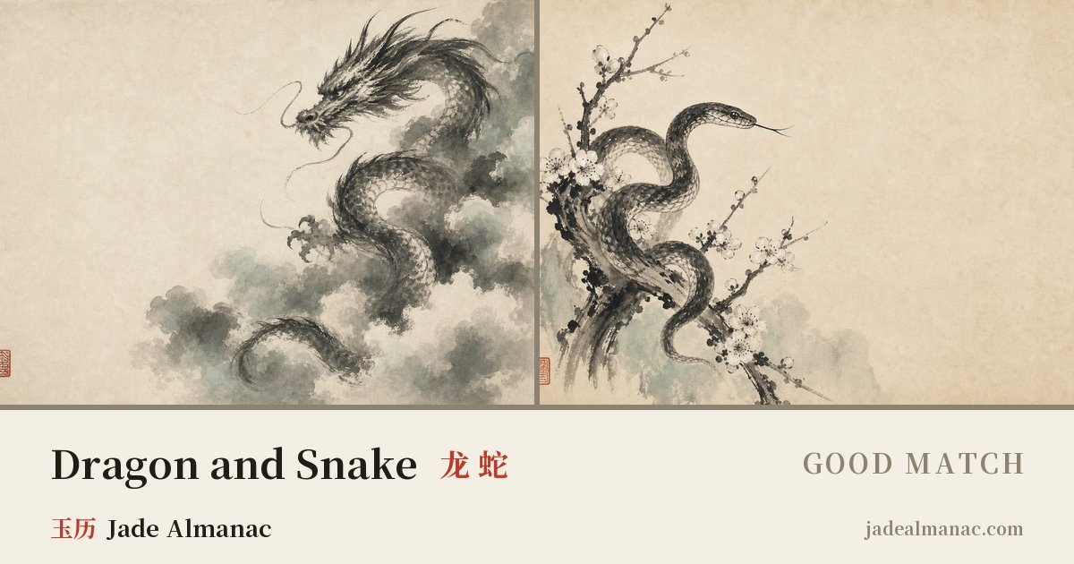 Share card: Dragon and Snake, Good match in the Chinese zodiac