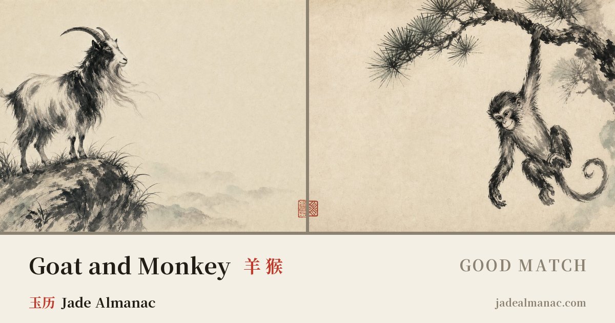 Share card: Goat and Monkey, Good match in the Chinese zodiac