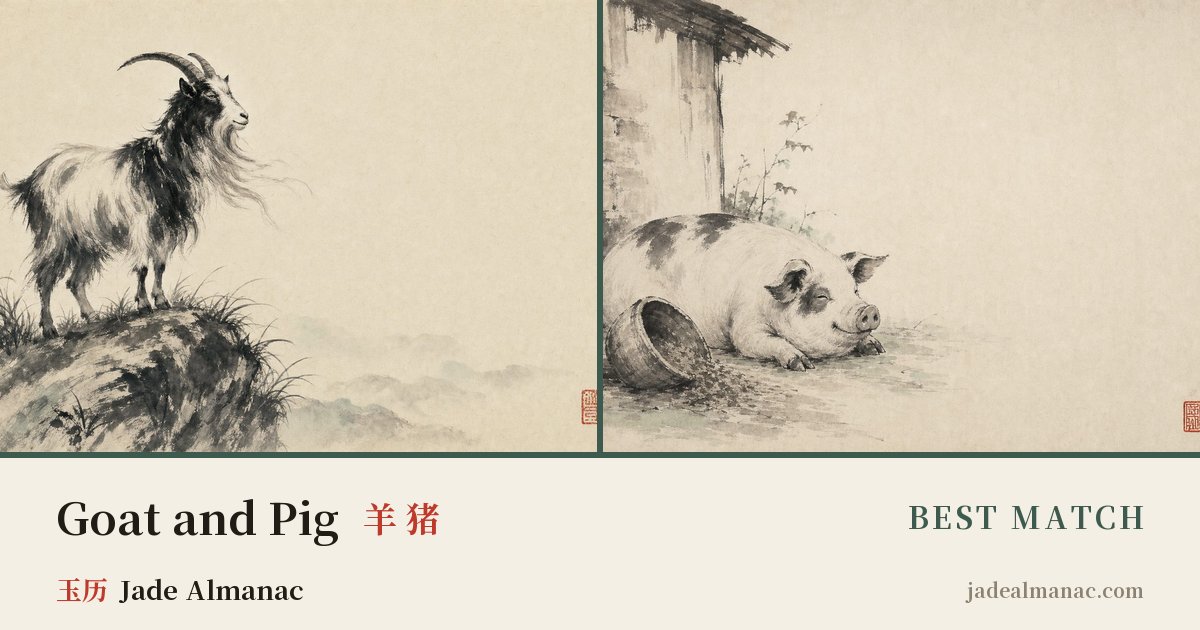 Share card: Goat and Pig, Best match in the Chinese zodiac