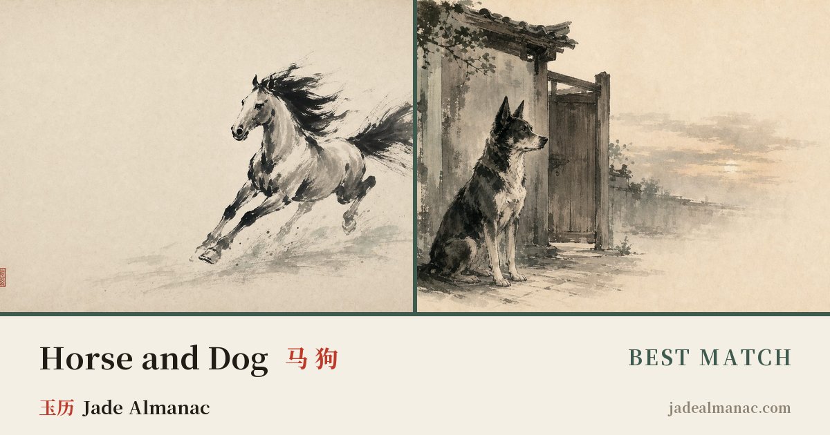 Share card: Horse and Dog, Best match in the Chinese zodiac
