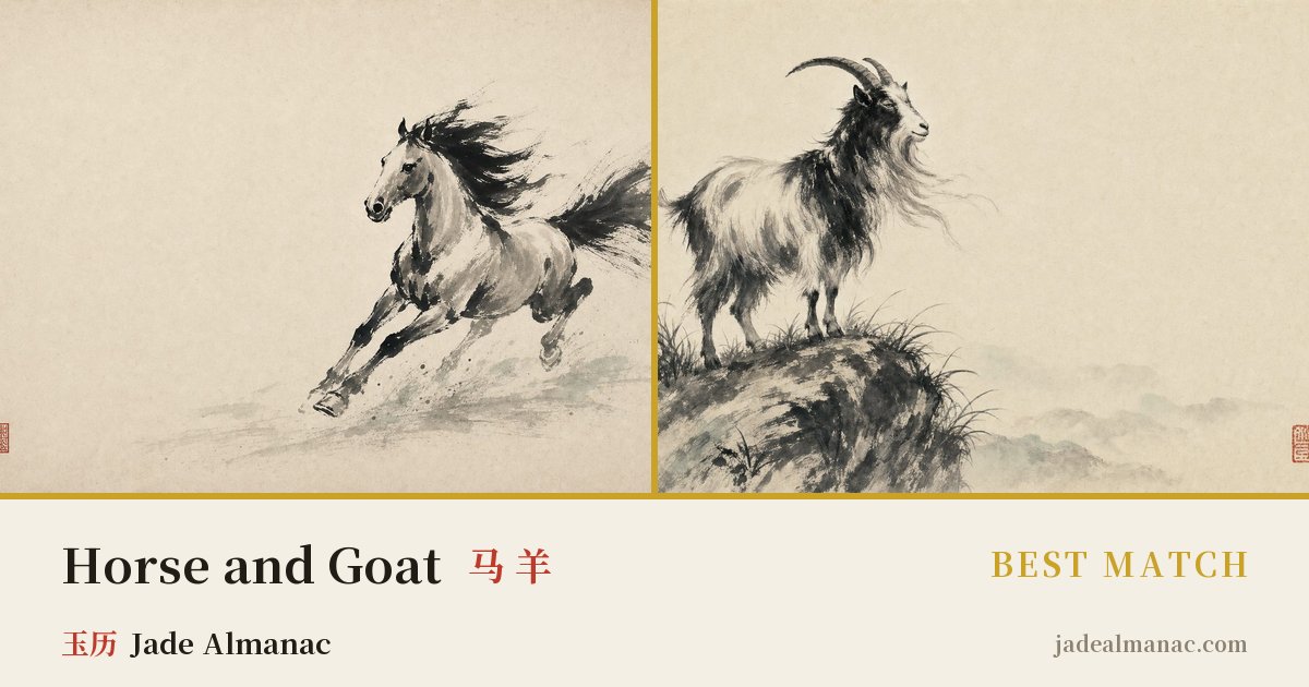 Share card: Horse and Goat, Best match in the Chinese zodiac