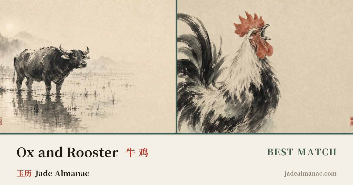 Share card: Ox and Rooster, Best match in the Chinese zodiac