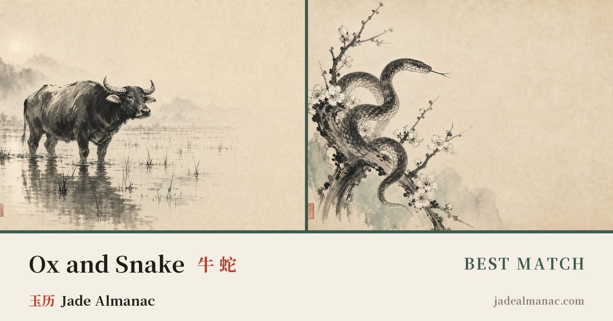 Share card: Ox and Snake, Best match in the Chinese zodiac