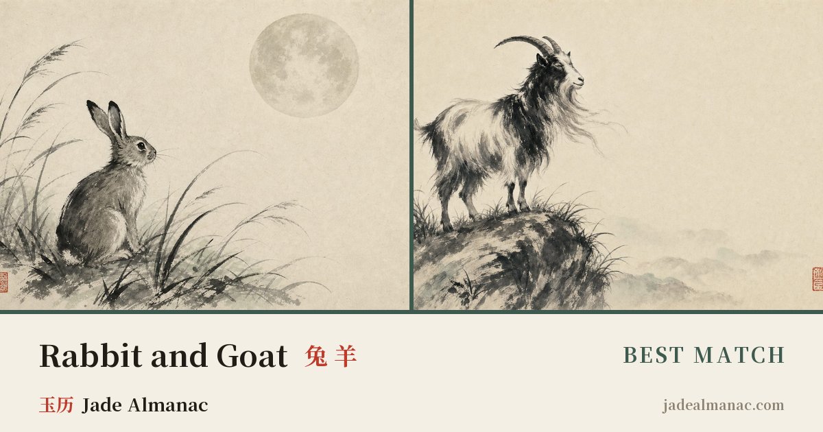 Share card: Rabbit and Goat, Best match in the Chinese zodiac