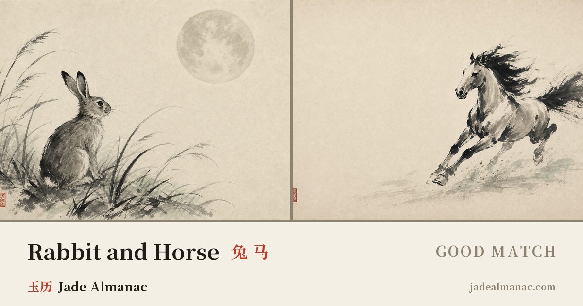 Share card: Rabbit and Horse, Good match in the Chinese zodiac