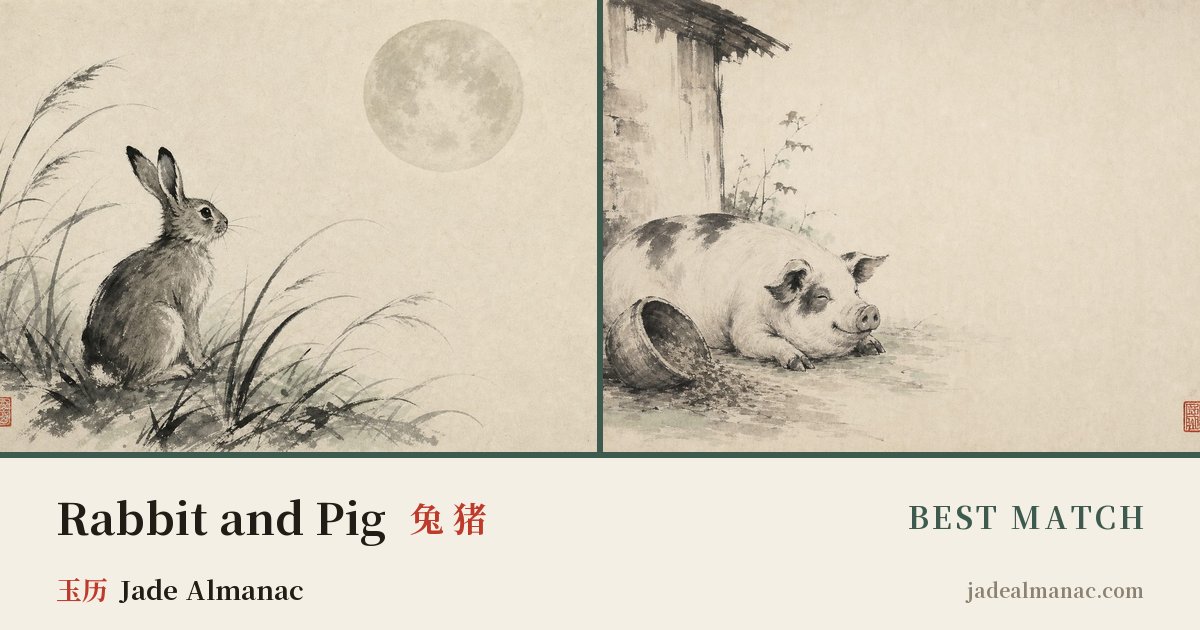 Share card: Rabbit and Pig, Best match in the Chinese zodiac