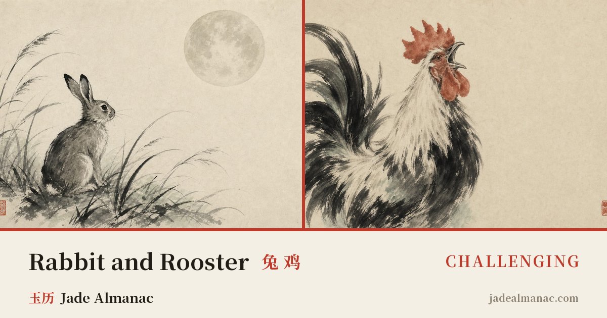 Share card: Rabbit and Rooster, Challenging in the Chinese zodiac