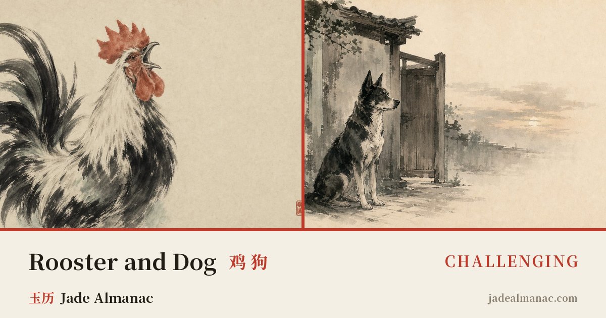 Share card: Rooster and Dog, Challenging in the Chinese zodiac