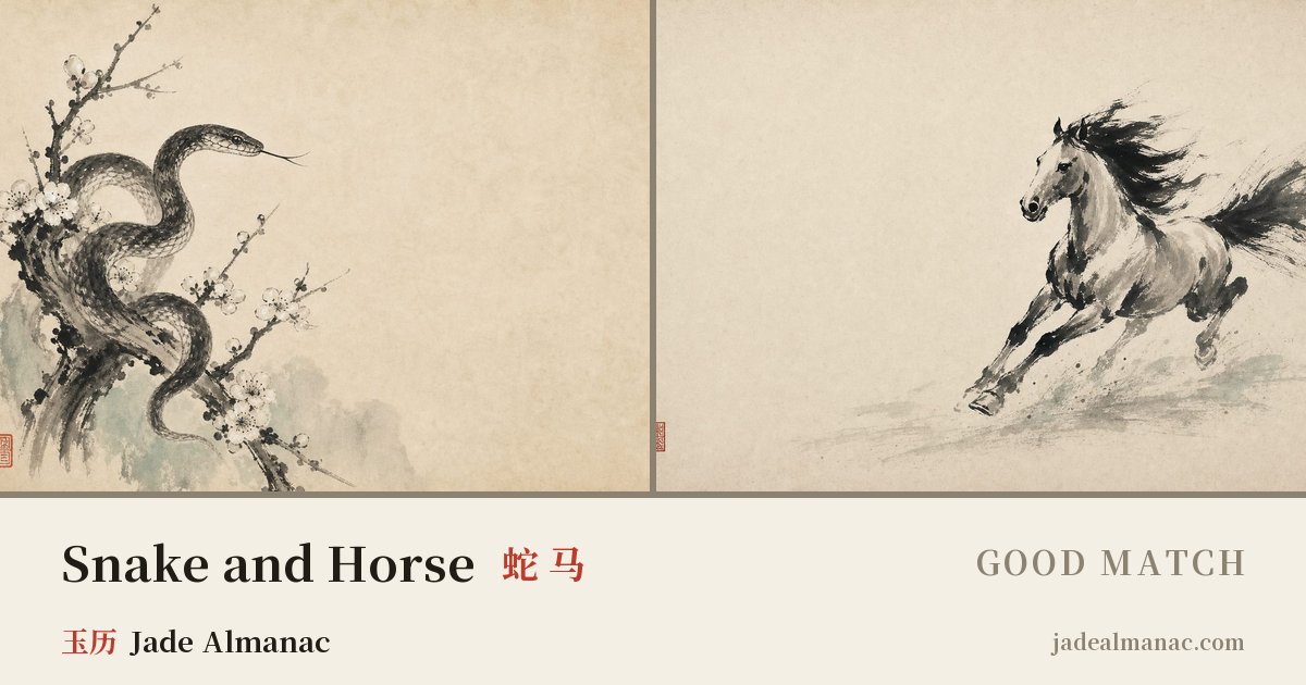 Share card: Snake and Horse, Good match in the Chinese zodiac