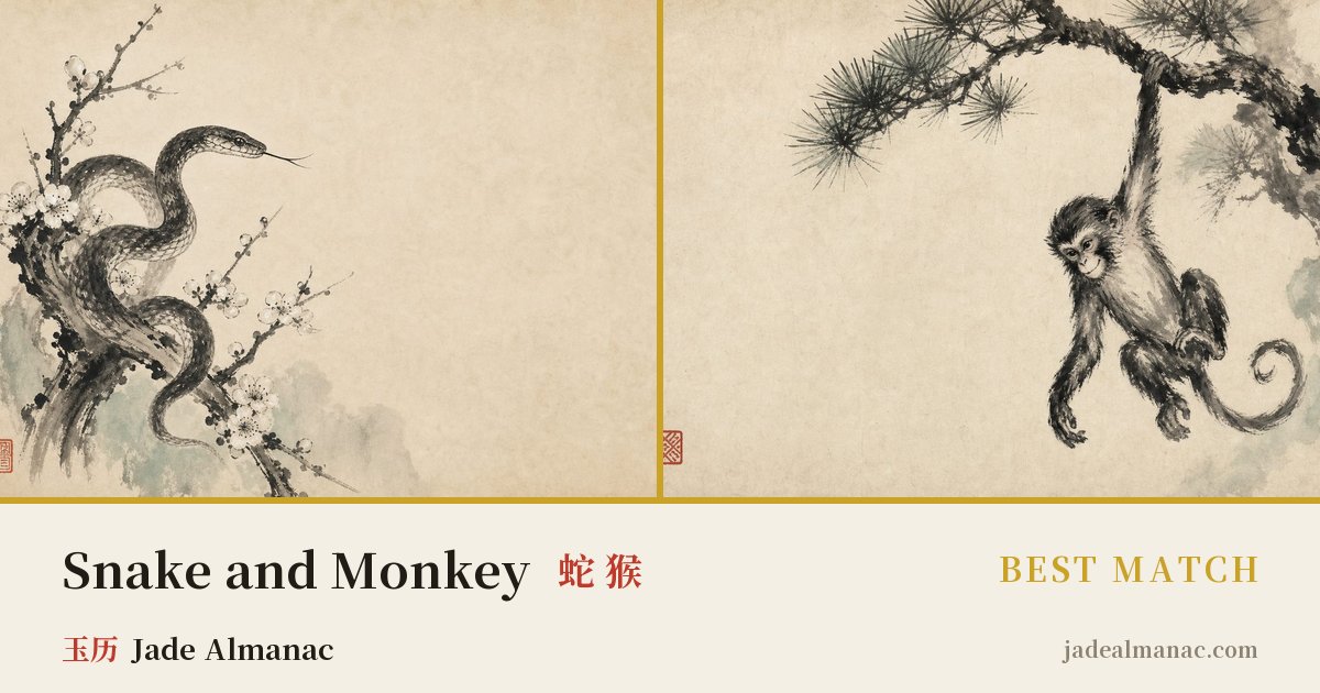 Share card: Snake and Monkey, Best match in the Chinese zodiac
