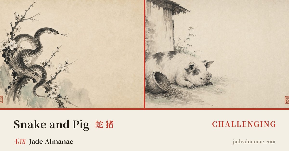 Share card: Snake and Pig, Challenging in the Chinese zodiac