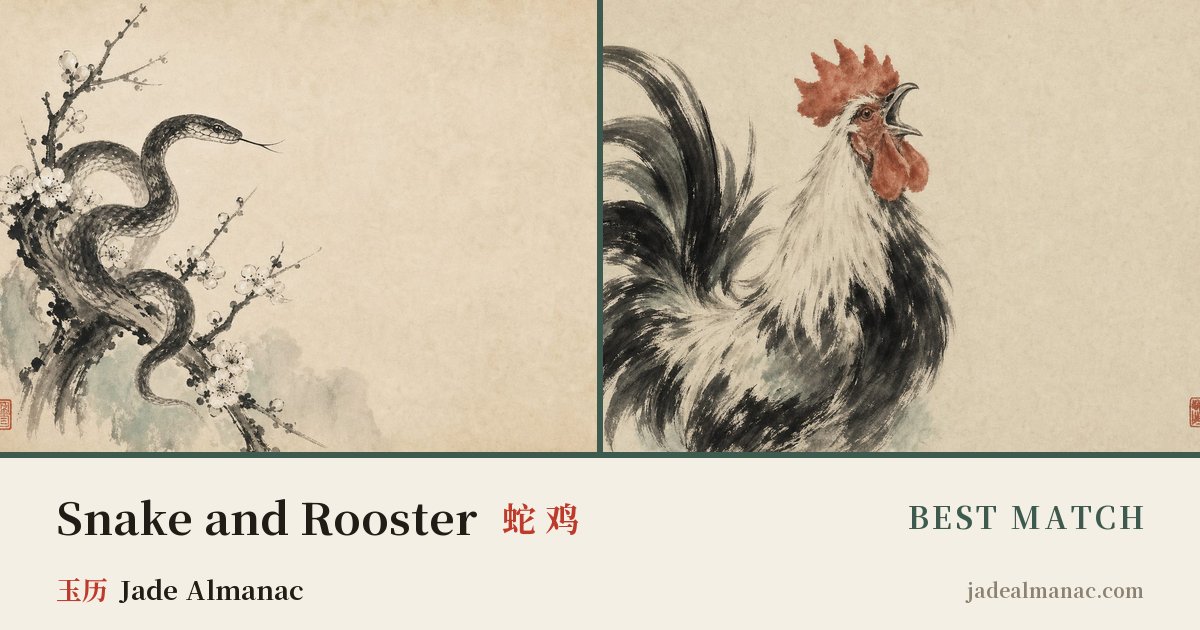 Share card: Snake and Rooster, Best match in the Chinese zodiac