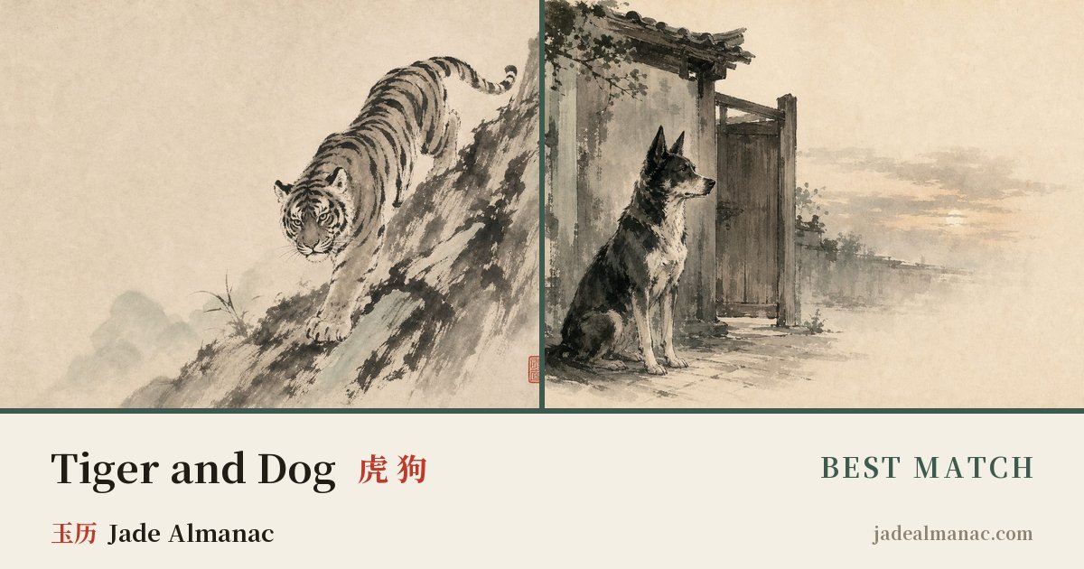 Share card: Tiger and Dog, Best match in the Chinese zodiac