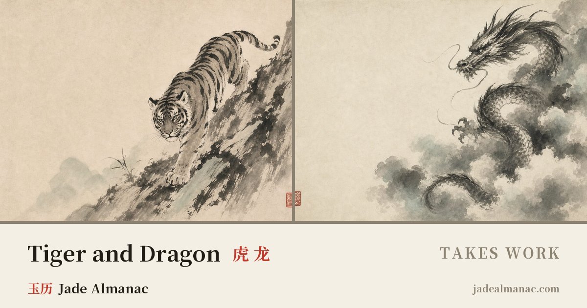 Share card: Tiger and Dragon, Takes work in the Chinese zodiac