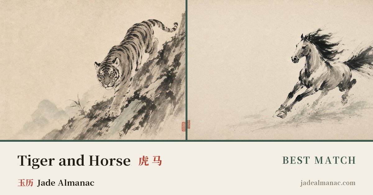 Share card: Tiger and Horse, Best match in the Chinese zodiac
