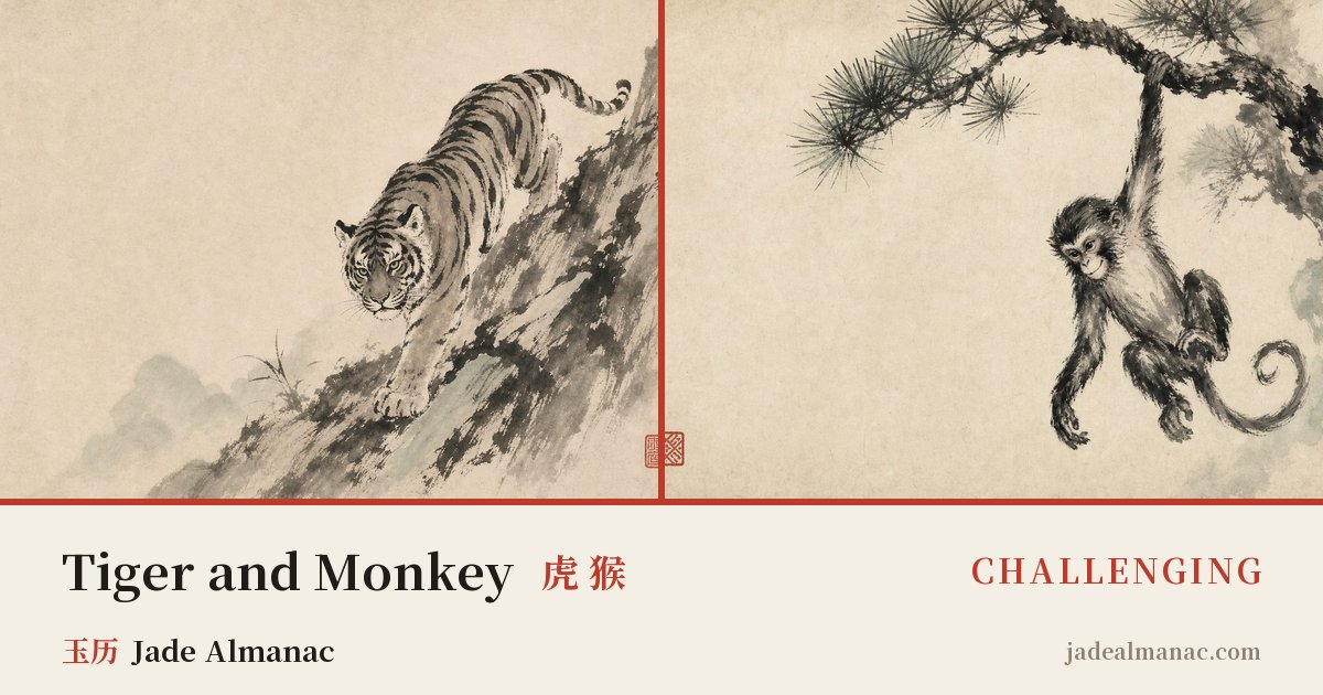 Share card: Tiger and Monkey, Challenging in the Chinese zodiac