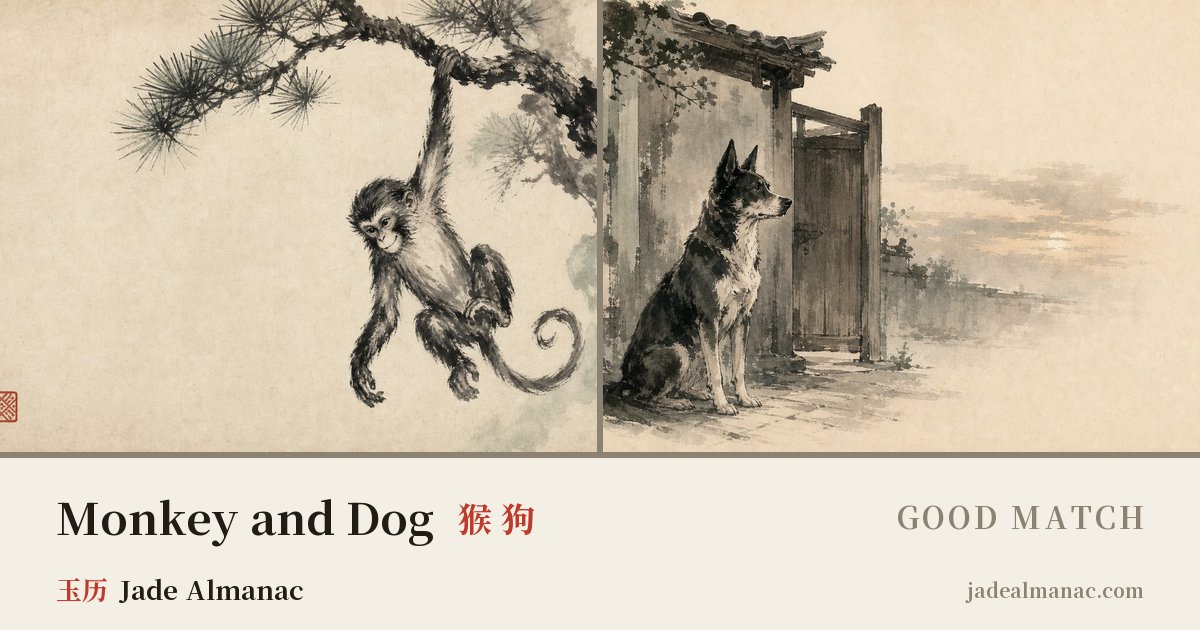 Share card: Monkey and Dog, Good match in the Chinese zodiac