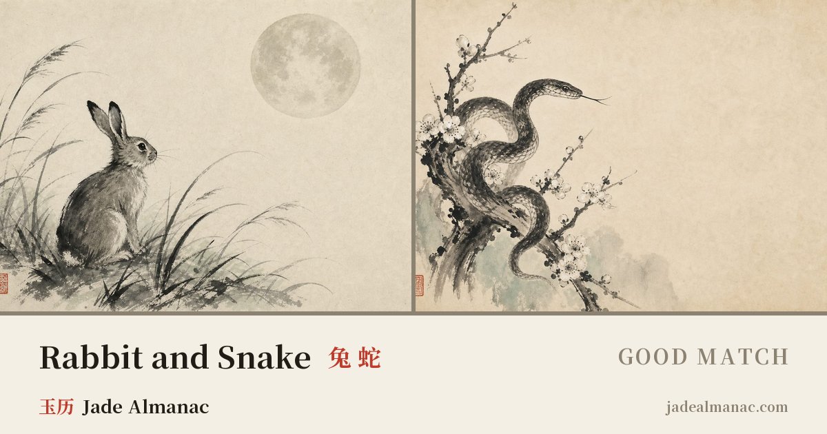 Share card: Rabbit and Snake, Good match in the Chinese zodiac