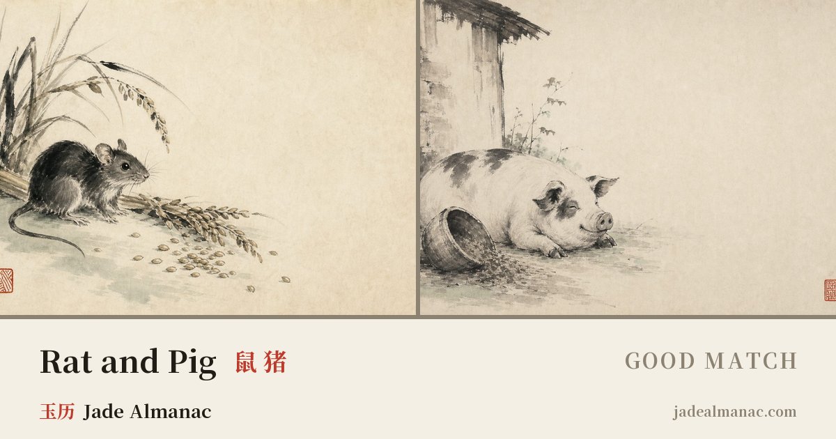 Share card: Rat and Pig, Good match in the Chinese zodiac