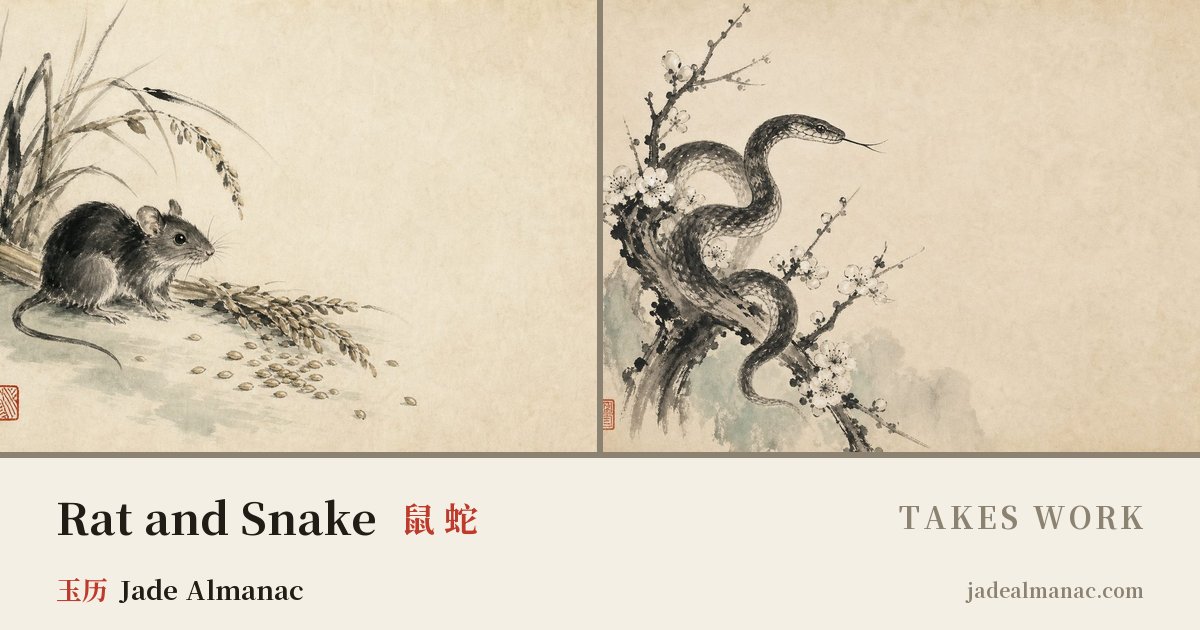 Share card: Rat and Snake, Takes work in the Chinese zodiac