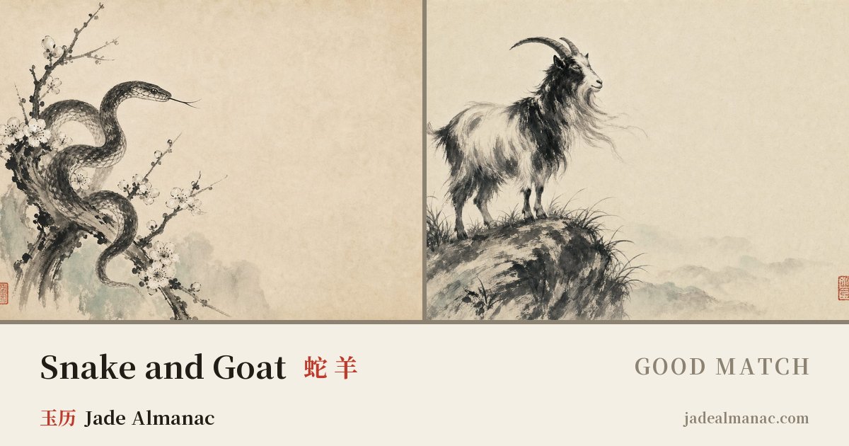Share card: Snake and Goat, Good match in the Chinese zodiac